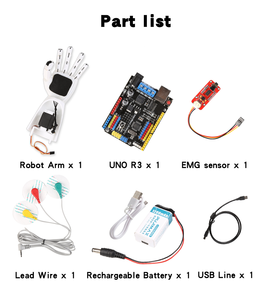 EMG Sensor Robotic Arm Electri - Science Project ulasan dan harga