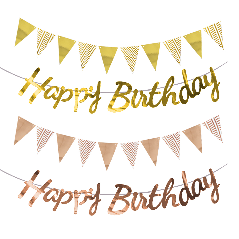 Happy Birthday Banner Gold Sil - Science Of Happiness ulasan dan harga