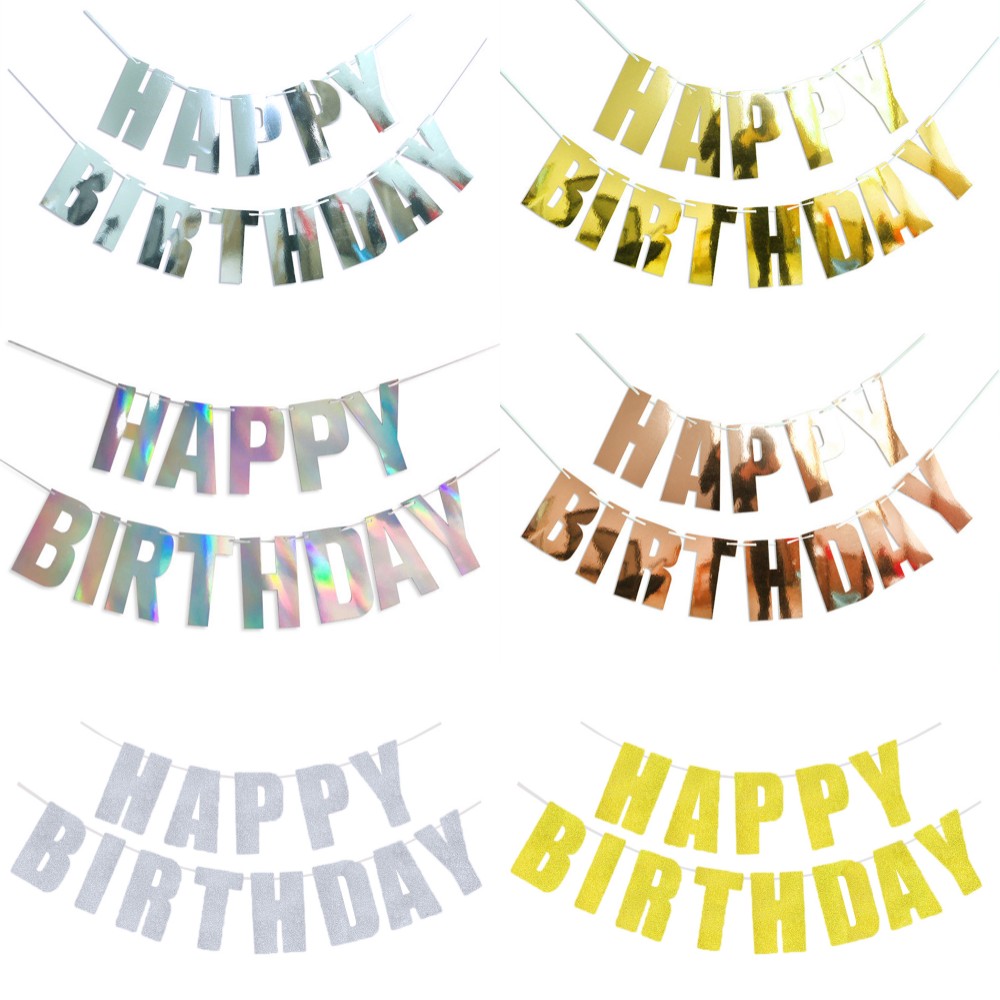 Happy Birthday Banner Gold Sil - Science Of Happiness ulasan dan harga